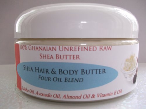8oz Unrefined Shea Butter with Four Oil Blend (Organic Jojoba oil, Avocado Oil, Sweet Almond Oil & Vitamin E Oil)