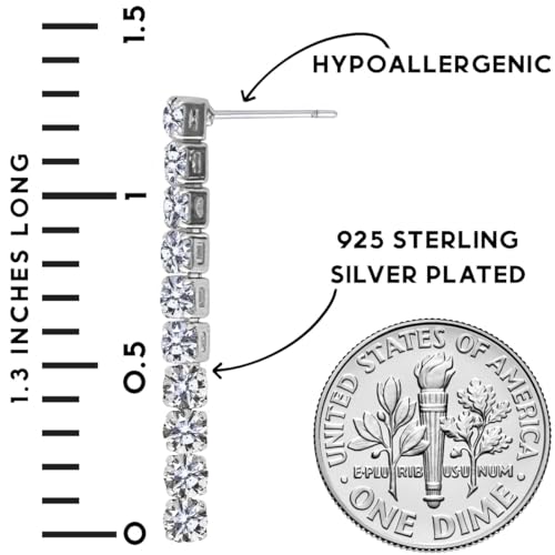 Simulated Diamond Drop Earrings for Women - Cubic Zirconia Dangle Bar Statement Earrings - Hypoallergenic and Safe for Sensitive Ears4