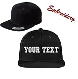 Flat Bill Snapback Cap STC19 / Custom Hats/Embroidery Hats/Monogram Hats/Custom Snapback/Custom Embroidery (Black)