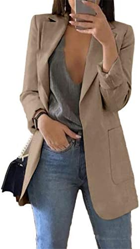 Generic Andongnywell Womens Long Sleeve Slim Suit Jacket Clearance Open Blazer Fit Work Office Cardigan Coat Overcoats (Khaki 1,X-Large)