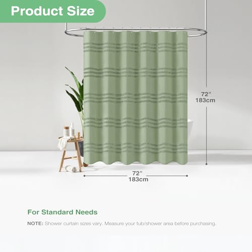 Dynamene Farmhouse Shower Curtain Chenille Striped Fabric 72x72 Sage Green by Dynamene - Used condition - Image 4