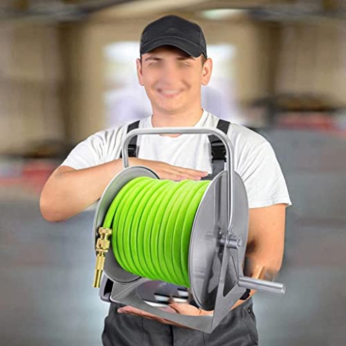 Carretto dell'avvolgitore per tubo flessibile del giardino con la pistola d'irrigazione, scaffale portatile di stoccaggio per la gestione efficiente del tubo