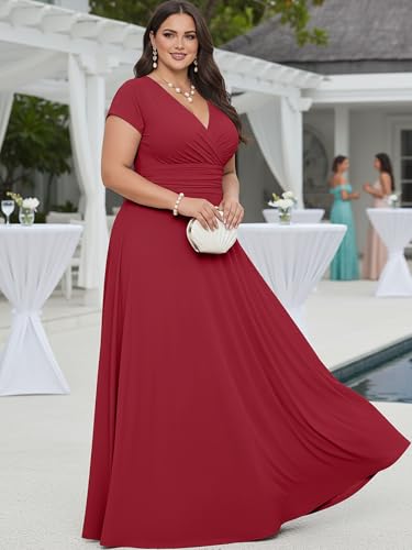 Image of KOH KOH Womens Sexy Cap Short Sleeve V-Neck Flowy Cocktail Gown