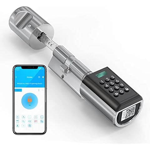 RUILON Elektronisches Türschloss,Elektronischer Tür-Schließzylinder mit Passwort,Türschloss mit Bluetooth & App,Zylinderlänge 50-100mm Einstellbar,elektronisches türschloss haustür Cover