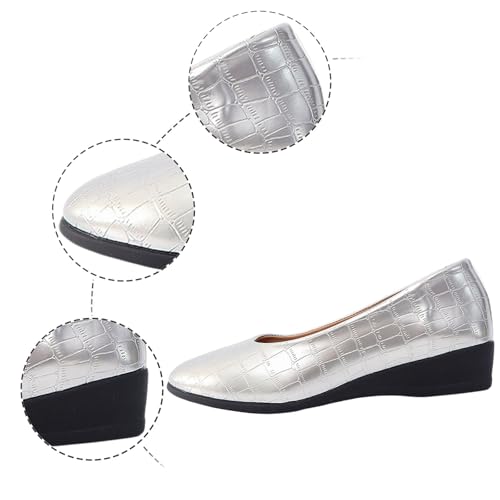 Women's Leather Closed Toe 2 Inch Mid Wedges Heels with Arch Support Round Toe Comfortable Dress for Sneaker Casual Shoe2