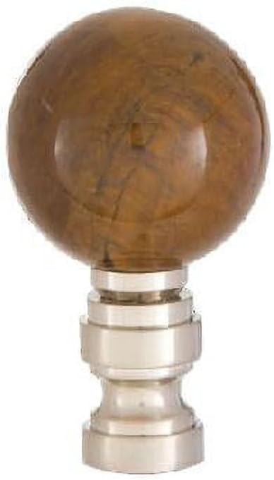 B&P Lamp® Tiger Eye Design, 30mm Ball Finial, Satin Nickel Brass Base