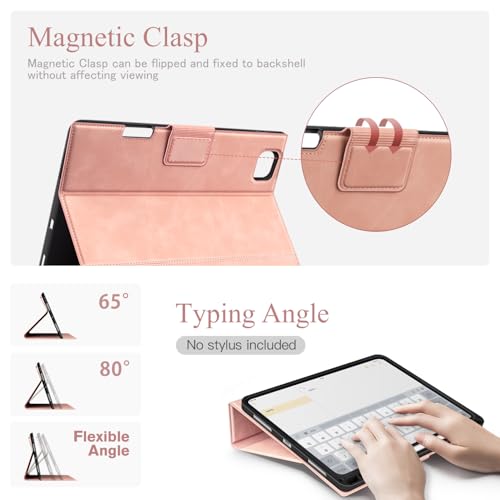 Image of Antbox for iPad Pro 13 Inch Case M5 2025 /M4 2024 PU Leather, Pink | Built-in Pencil Holder, Supports Pencil Pro /(USB-C), Auto Sleep /Wake Function