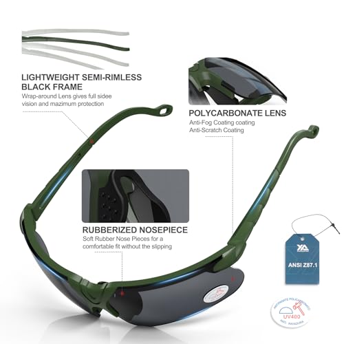 Image of xaegistac Shooting Glasses with Case-Safety Glasses Anti Fog | Z87.1 Certificated Impact Resistance Safety Glasses for Hunting Shooting Sports