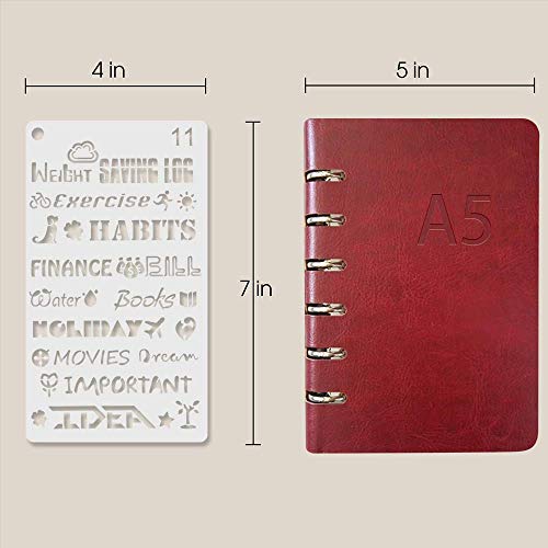 12 Pack Journal Planner Set, Reusable Bullet Stencils for A5 Notebook & Most Journals, Includes Letter, Number, Drawing Stencils, Icons, Charts, Shapes & More Templates