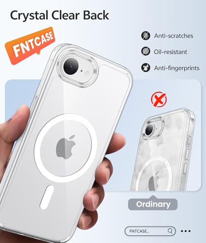 Image of FNTCASE for iPhone 17e Case: iPhone 16e Phone Case[Compatible with Magsafe] [Screen Protector] Anti Yellowing Transparent Clear Magnetic Phone Cover - Military Grade Shockproof Cases - Clear