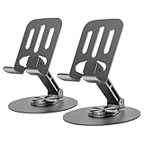 Lusosh Universal Metal Cell Phone Stand, Multi-Angel Adjustable 360° Rotation Non-Slip Metal Phone Stand Compatible with iPhone 16 Pro Max and All Smartphones (Grey&Grey)