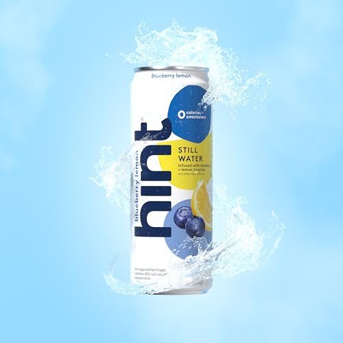 Image of Hint Fruit-Infused Canned Water, Blueberry Lemon - Purified Flavored Water with Zero Calories, Natural Flavors, and Sugar Free - 12 Fl Oz Cans (Pack of 24)