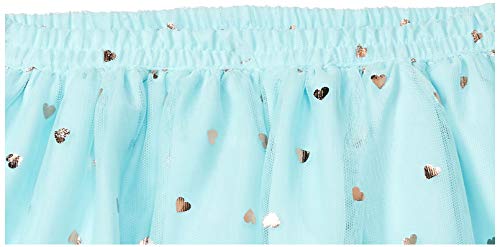 Image of Amazon Brand - Jam & Honey Girls Voluminous Skirt with a Glittery or Heart Print on The Top Layer and Elastic Waistband, Lined