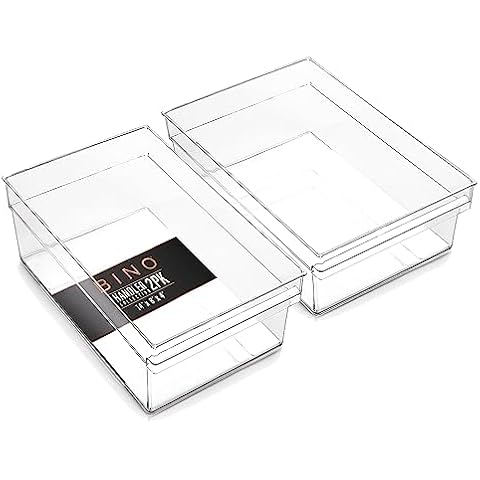 BINO | Plastic Storage Bins, Large | THE HANDLER COLLECTION | Multipurpose Organizer Bins | Kitchen Pantry Organizers and Storage | Clear Containers for Organizing Home | Freezer Organizer Cover