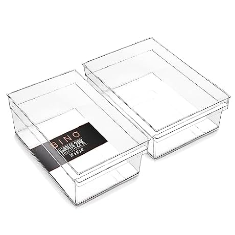 BINO | Plastic Storage Bins, Large | THE HANDLER COLLECTION | Multipurpose Organizer Bins | Kitchen Pantry Organizers and Storage | Clear Containers for Organizing Home | Freezer Organizer