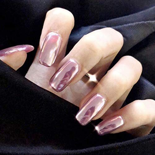 Bartosi Square Press on Nails Short Glossy Leopard Fake Nails Acrylic Full Cover False Nails for Women and Girls (Pack of 24) (C Pink)