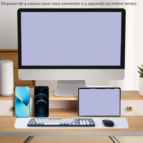 Jectse Ensemble Clavier et Souris sans Fil, Clavier Bluetooth Rétro Punk 2,4 GHz avec Support pour Téléphone et Tablette, Ensemble Clavier et Souris D'Ordinateur Pleine Taille Pouvant – vue 6