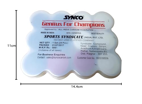 Image of Synco Professional Wooden Carrom Coins Set | 24 Carrom Board Coins in Special Case (GeniusChampion Black & White)