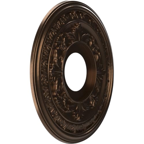 Image of Ekena Millwork CMP13BACAB Baltimore Thermoformed PVC Ceiling Medallion (Fits Canopies up to 5 1 /4 inch), 13 inchOD x 3 1 /2 inchID x 3 /4 inchP, Metallic Antique Brass
