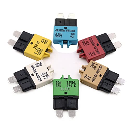 12V 24V Manual Reset Fuse Circuit Breaker ATO ATC Low Profile 5A 10A 15A 20A 25A 30A, UL, 12 Volt-32V Amp Breakers Resettable Automotive Blade Fuse Assortments Kit for Car RV Marine Boat Truck