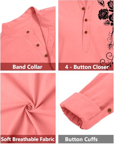 Image of Zombom Men's Cotton Polyester Blend Mandarin Collar Self One Design Printed Full Sleeve Casual Short Kurta
