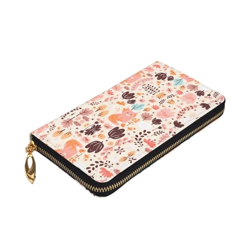 Stylish Cartoon Flower Kitten Picture Leather Wallet - Long Clutch for Women, RDurable Material, 12 Card Slots, Zipper Compartments3