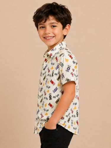 Image of RICH COPPER Fashionable Cotton Printed Half Sleeve Casual Shirt for Men Featuring Lightweight Fabric and Modern Design