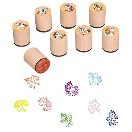 Ameisenkeks® Lot de 8 tampons licorne en bois - Différents motifs stables Cover