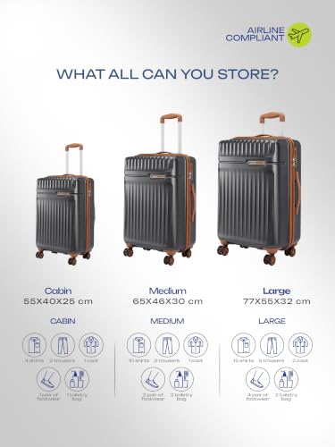 Image of Safari Runner Set of Small, Medium and Large 8 Wheels 55, 66 and 77cm Hard Case Polycarbonate 360 Degree Wheeling System, Trolley Bags for Travel, Suitcase for Travel, Gun Metal