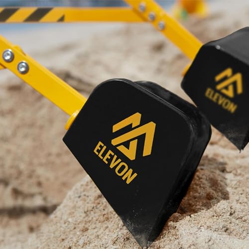 Sand Digger Kids Excavator Ride On Toy, Beach Toys Outdoor Sandbox Toy Digger, Steel Excavator Crane Rotates 360 with Stabilizing Base, Sand Toys Backyard Sandbox, Dirt and Snow - Yellow3