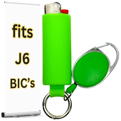 Holder For J6 Bic Lighters | Bic Retractable Leash Case Sleeve Cover Is Made For Full Size Bics | Lighter Not Included (green)