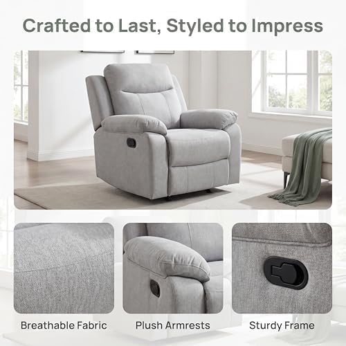 Image of Recliner Chair, Oversized Linen Single Sofa for Living Room, Grey