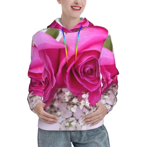 Sweat à capuche graphique chaud Pink Rose1 pour affronter le froid