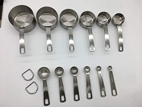 Set de 12 piezas de vasos y cucharas medidoras acero inoxidable miniatura 5
