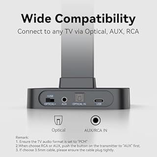 MONODEAL 2025 Cuffie Wireless TV, Plug and Play, Nessun Ritardo Audio, Cuffie TV Senza Fili con Stazione di Ricarica, 28 ore di Riproduzione Audio