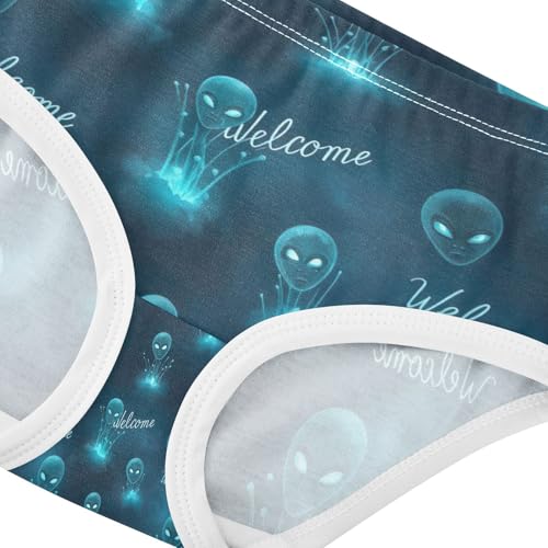 Girl Panties, Teal Glowing Aliens Toddler Girl Panties, Cotton Girls Underwear, 2T–8 Years 5