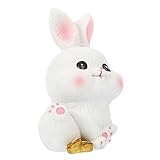 TOPPERFUN Harzkaninchen Figur für Desktop Dekoration Kaninchenstatue aus Langlebigem Material Geschenkidee für Neujahr oder Weihnachten Auto