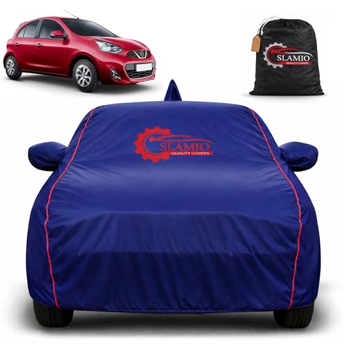 Image of Car Cover for Nissan Micra | 100% Waterproof Heavy-Duty 3-Layer Car Body Cover | All-Weather Rain, UV, Sun & Dust Protection | Custom Fit | Mirror & Antenna Pockets | Navy Blue