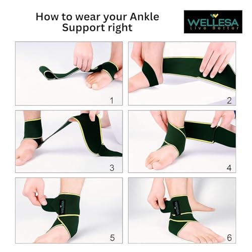 Image of WELLESA Orthowrap Premium Ankle Support Brace | Adjustable Compression Wrap for Foot & Ankle Pain Relief, Sprain, Injury, Swelling | One Size Fits All - Pair
