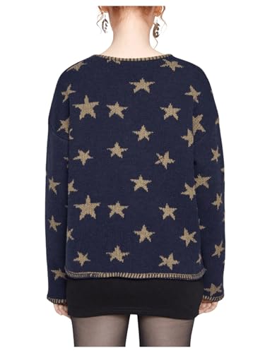 SOLY HUX Women's Star Print Cardigan Button Down Round Neck Long Sleeve Casual Sweater with Pockets2