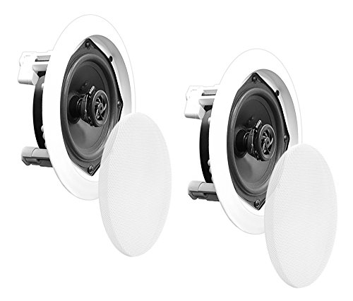 Pyle Home 5.25” Ceiling Wall Mount Speakers - Pair Of 2-Way Midbass Woofer Speaker 1'' Polymer Dome Tweeter Flush Design W/ 80Hz - 20Khz Frequency Response & 150 Watts Peak Easy Installation-Pdic51Rd #TOP3