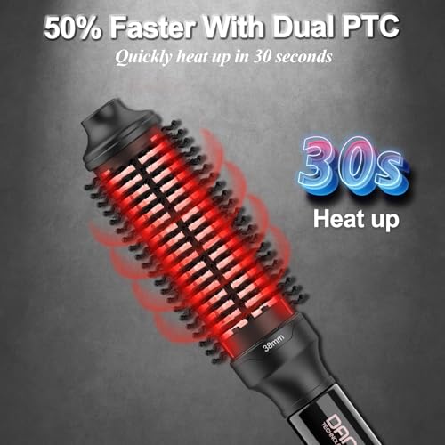DAN Technology ThermalBrush,Non-Blowing Heated Round brush, Ceramic Curling Brush for Blowout Look,Dual Voltage travel Curling Brushs, Dual PTC Fast Style thermal round brushs, 1.5 Inch(Black) - view 1
