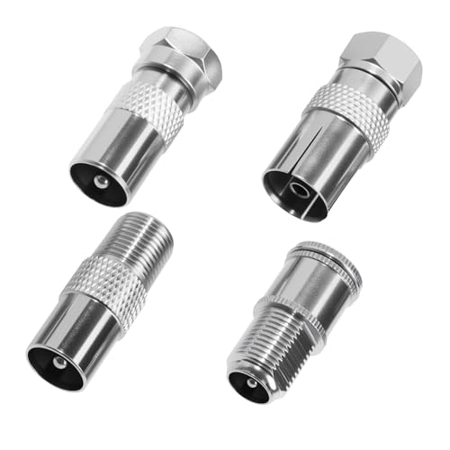 Juego de 4 conectores F para antena de TV, adaptador de aire F macho hembra coaxial macho, adaptador multimedia, conector de cable de antena para cable de satélite