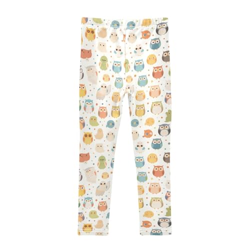 KLL Cute Animal Pattern Cartoon Owls Toddler Girls' Leggings Comfortable High Waisted Sweatpants Gym2