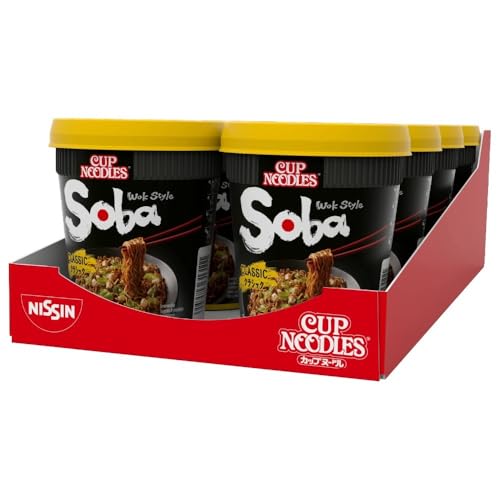 NISSIN Cup Noodles Soba Wok Style Classic Flavoured Instant Noodles, 90 g Pot (Pack of 8)