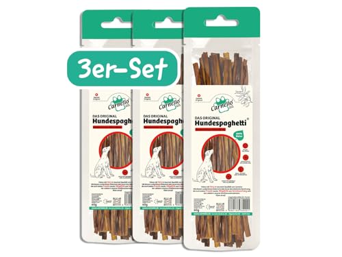 Carnello Hundespaghetti – Hundeleckerli, Leckerlis für Hunde, Hundesnacks getreidefrei – Wiederverschließbarer Beutel (3 x 60g)