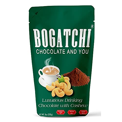 Image of BOGATCHI Luxurious Hot Chocolate Drinking Powder with Cashew |Drinking Chocolate | Tasty | Vegan |Gluten Free| Dark Drinking Chocolate|Cocoa Powder - 200g