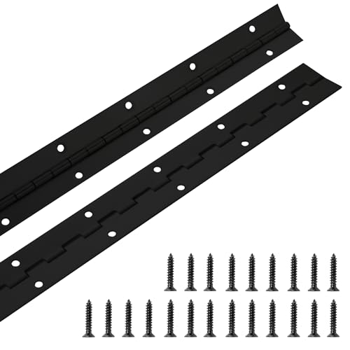 2 Pack Piano Hinge 24 Inch x 1.2 Inch Heavy Duty Stainless Steel Black Continuous & Piano Hinges for Cabinets Boat Marine Door 0.04 Leaf Thickness 1.2 Open Width