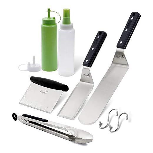 Griddle Accessories Kit - Metal Spatula Set Stainless Steel and Scraper - Professional Chef Griddle Spatulas Set of 6 - Heavy Duty Accessories Great for Cast Iron BBQ Flat Top Grill Skillet Pan
