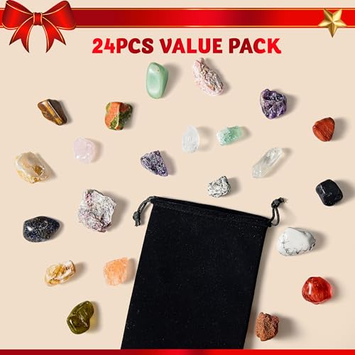 JOYIN 2025 Christmas Advent Calendar Gemstones, 24 Days Christmas Countdown Calendar, Rock Collection Gemstones for Kids, Xmas Party Favors Supplies, Classroom Prizes, Fun Gifts – Image 3